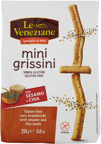 mini grissini, sesame and chia seeds